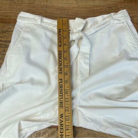 Banana Republic Rowan Wide Leg Cropped Pants White High Rise Pockets 12 Linen - Picture 7 of 9